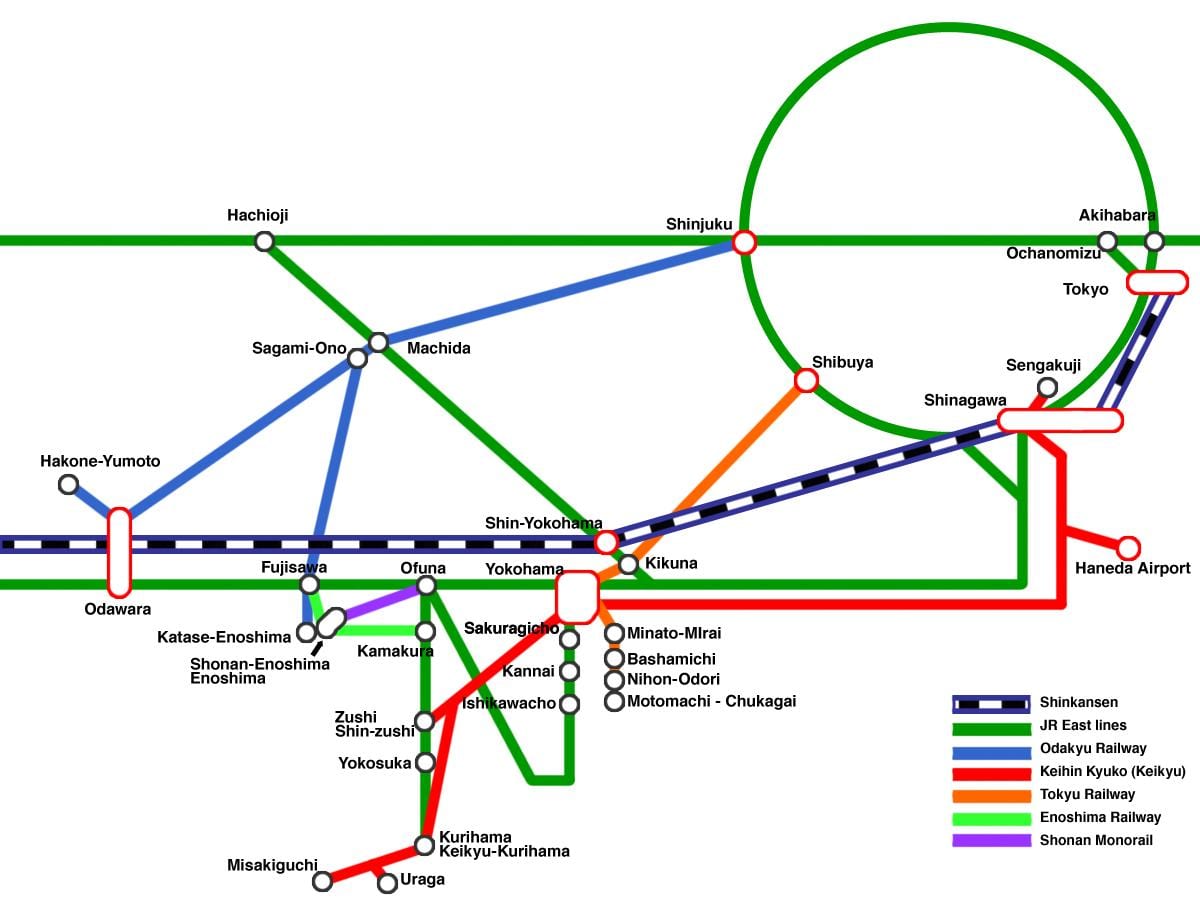 Yokohama line na mapa