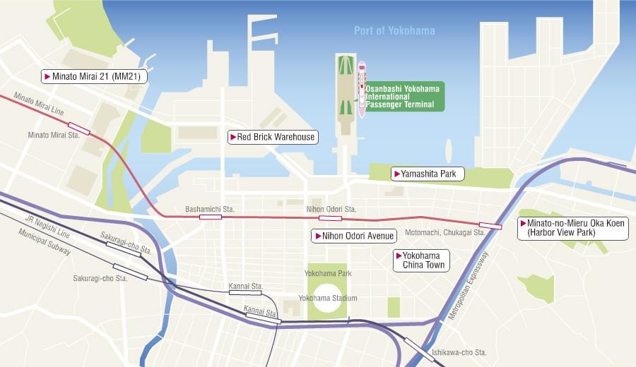 Mapa ng Yokohama cruise terminal 