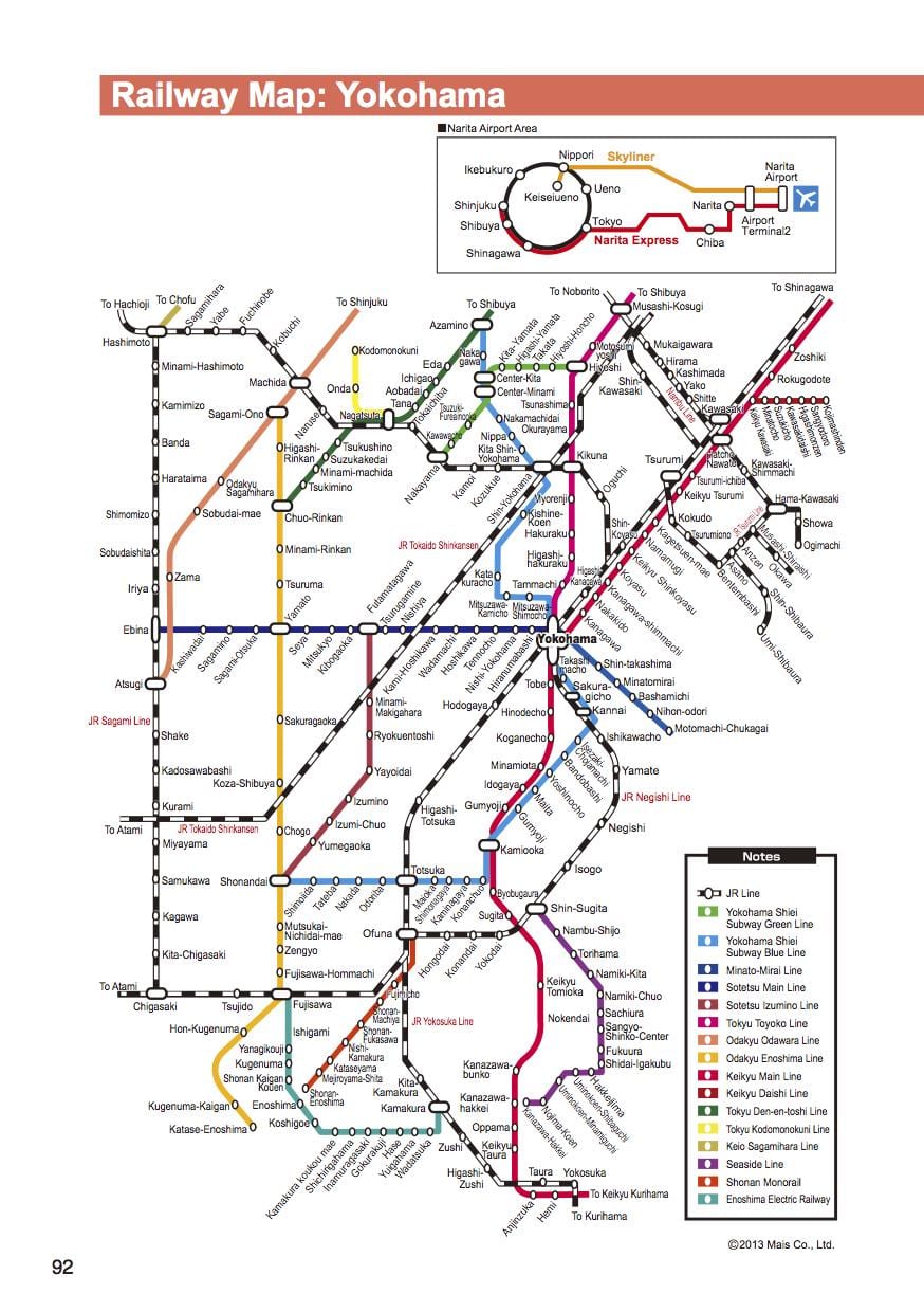 Yokohama rail mapa