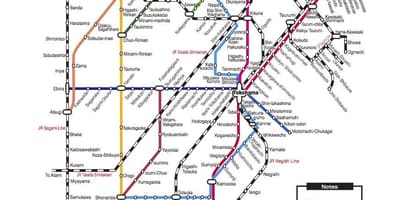 Tokyo at Yokohama tren mapa